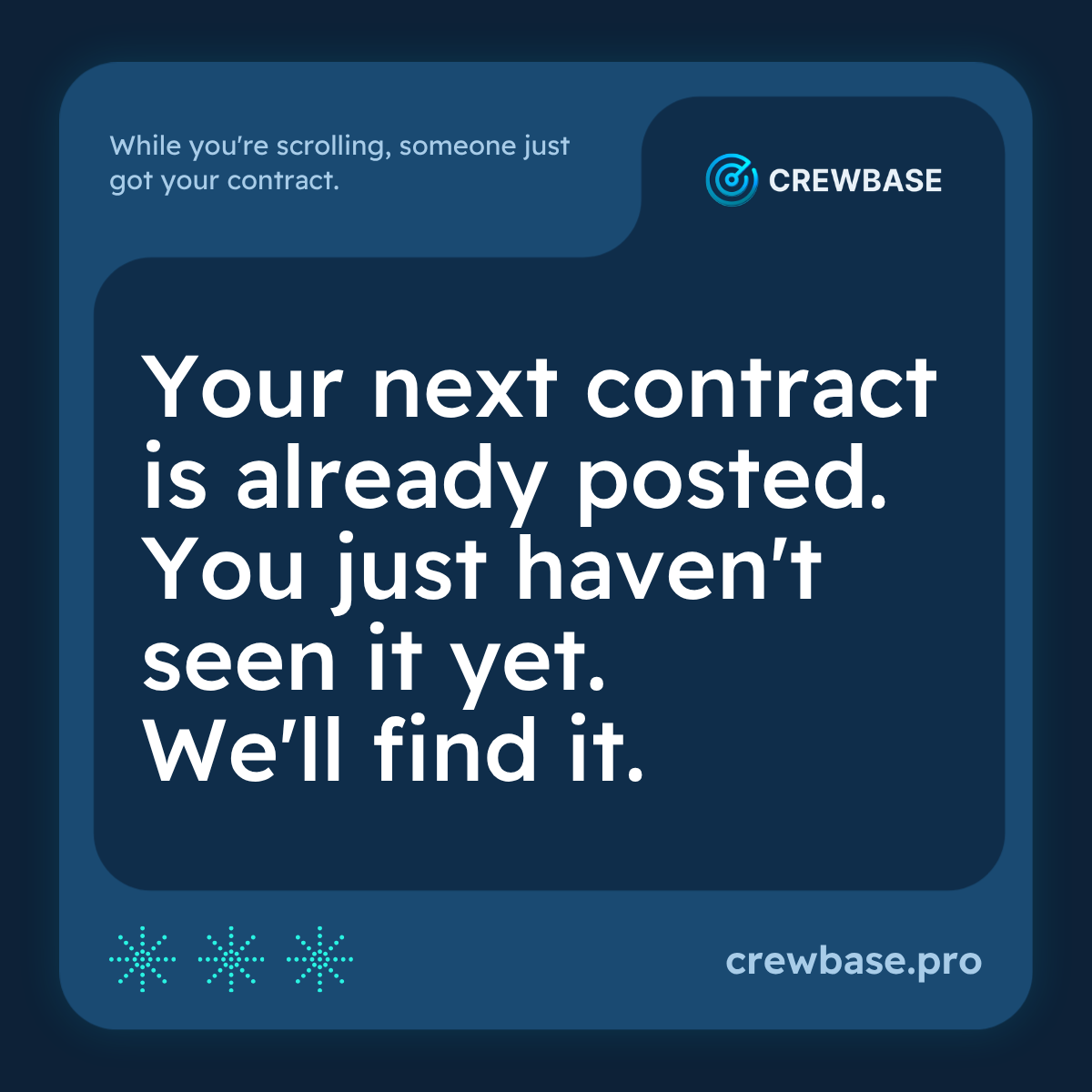 CrewBase square ad: Stop searching. Start getting offers.