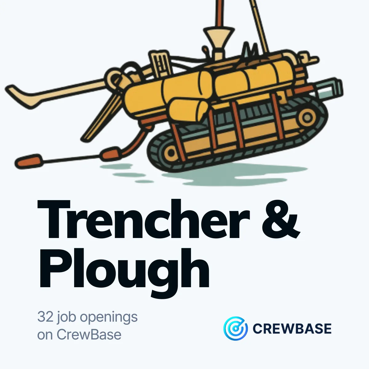 Illustrated subsea trencher plough with CrewBase and 32 job openings