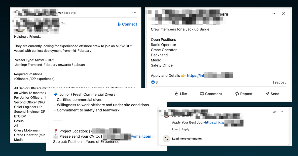 Example of scam job posting with no company name and minimum details