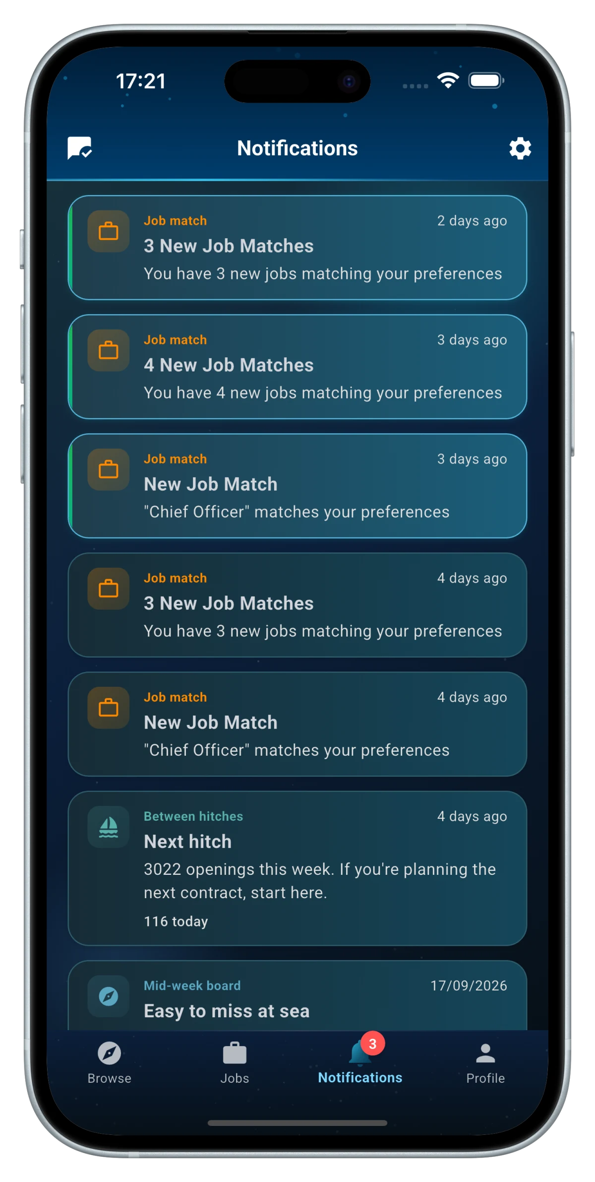 Notifications screen